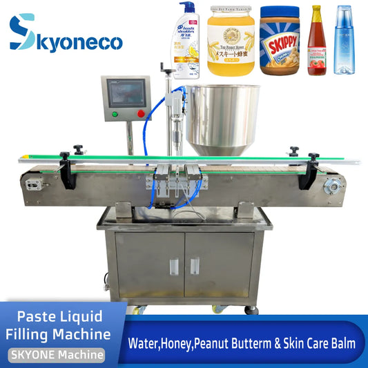 SKYONE Automatic Servo Rotor Pump Paste Liquid Filling Machine Honey Viscous Liquid Peanut Butter Ketchup