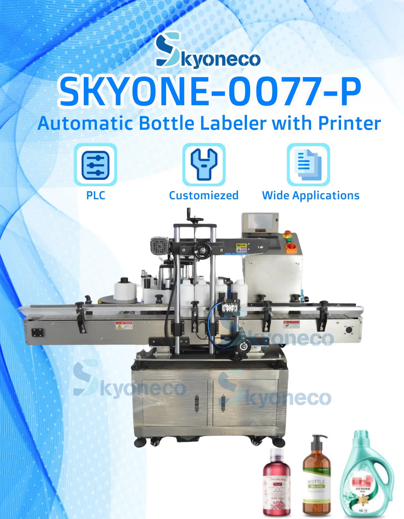 SKYONE-0077-P Automatic Bottle Position Labeling Machine with Printer