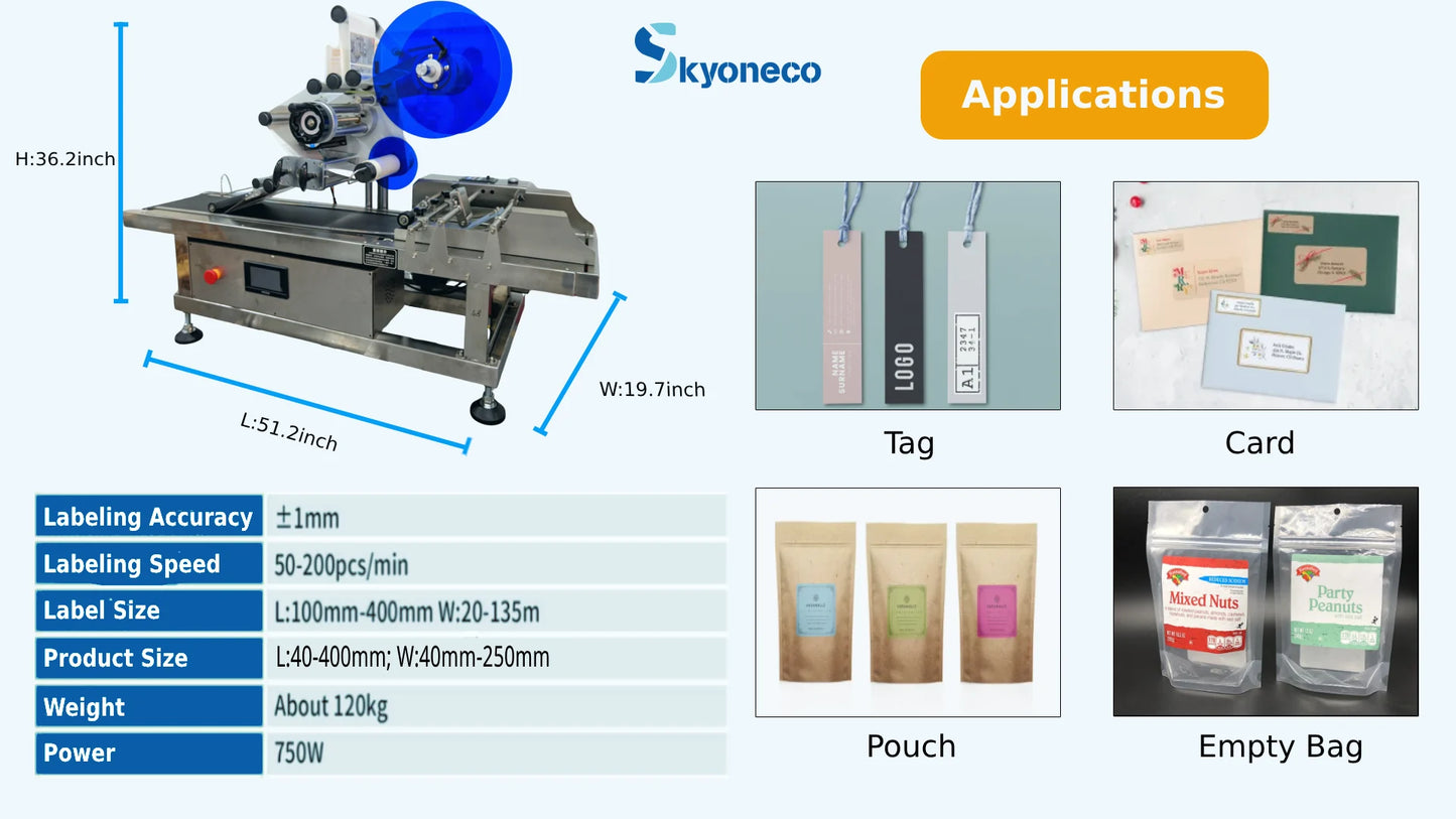 $2880 Only SKYONE-890FK Desktop Automatic Flat Surface Pouch Bag Labeling Machine with Feeder