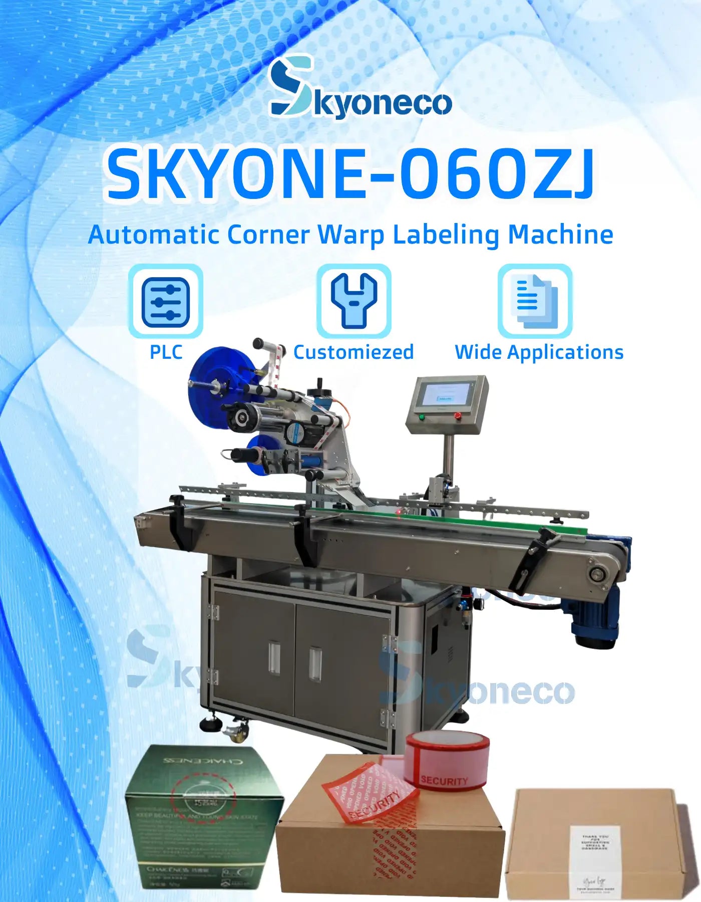 Skyone-060ZJ Automatic Corner Wrap Flat Labeling Machine Tamper-evident