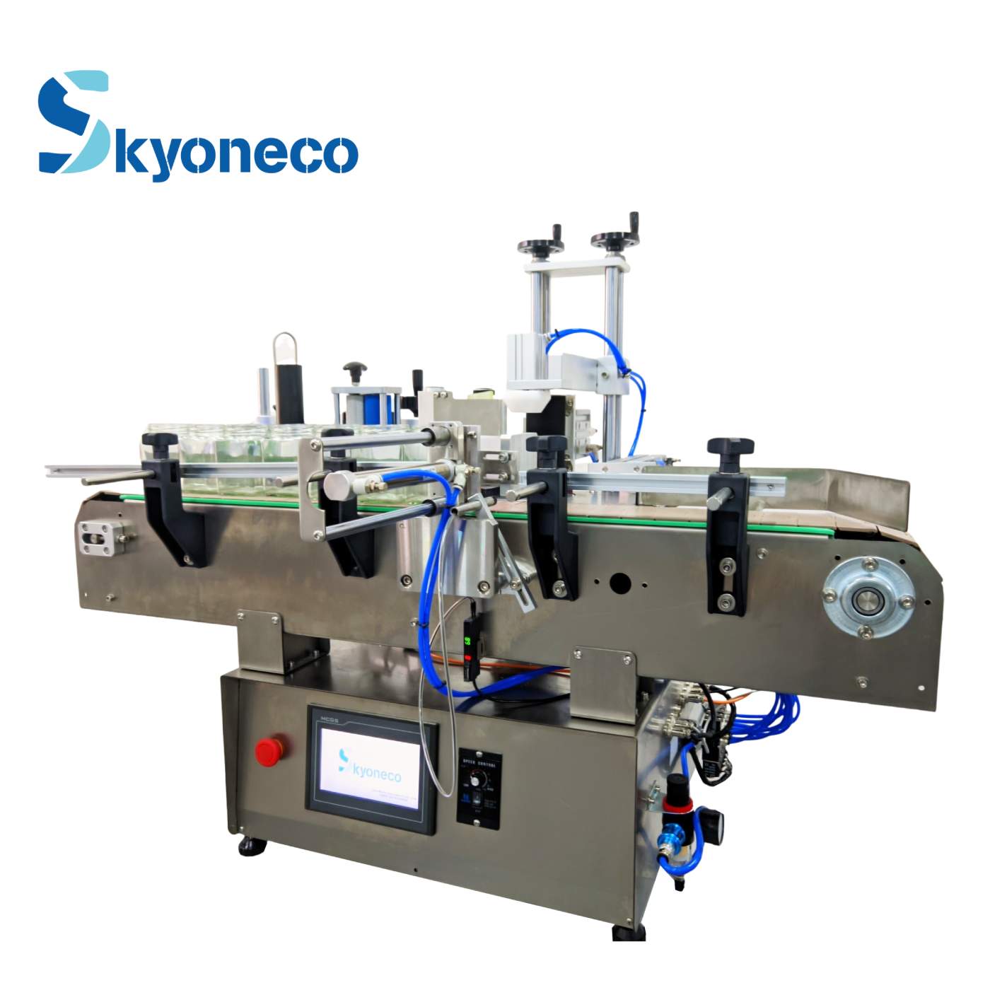 Skyone-850FP Automatic Desktop Hexagonal Bottle Jar Labeling Machine Honey Jam Coffee Sauce