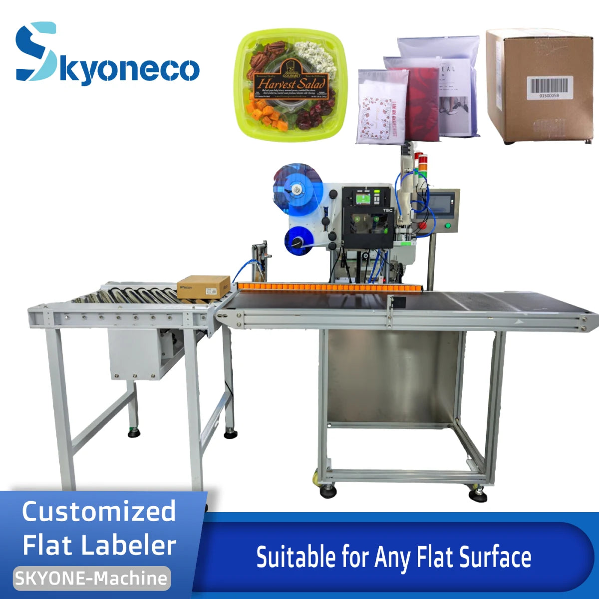 SKYONE Customized Automatic Flat Surface Labeling Machine with Printer