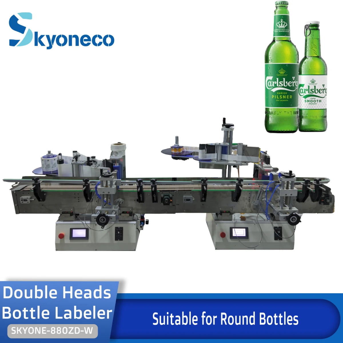 SKYONE-880ZD-W Automatic Desktop Double Heads Bottle Labeling Machine