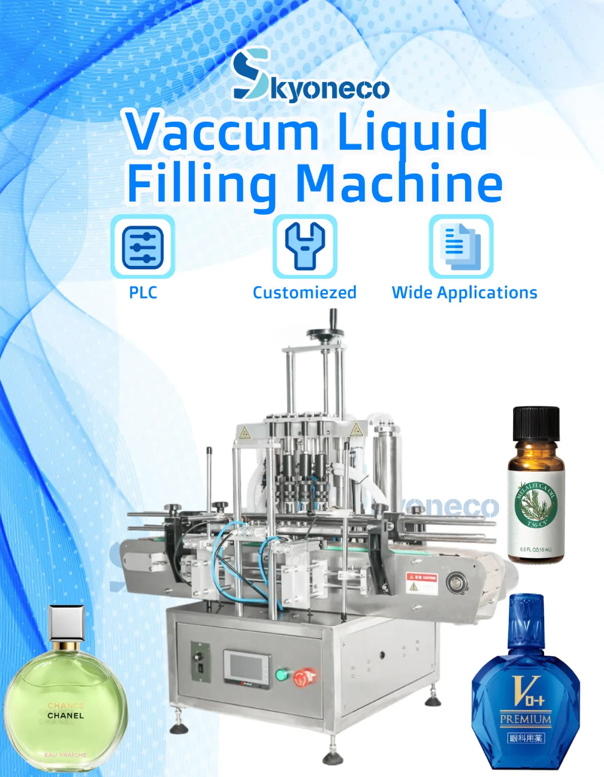 SKYONE Automatic Vacuum Liquid Filling Machine Perfume Eyedrops Essential oil