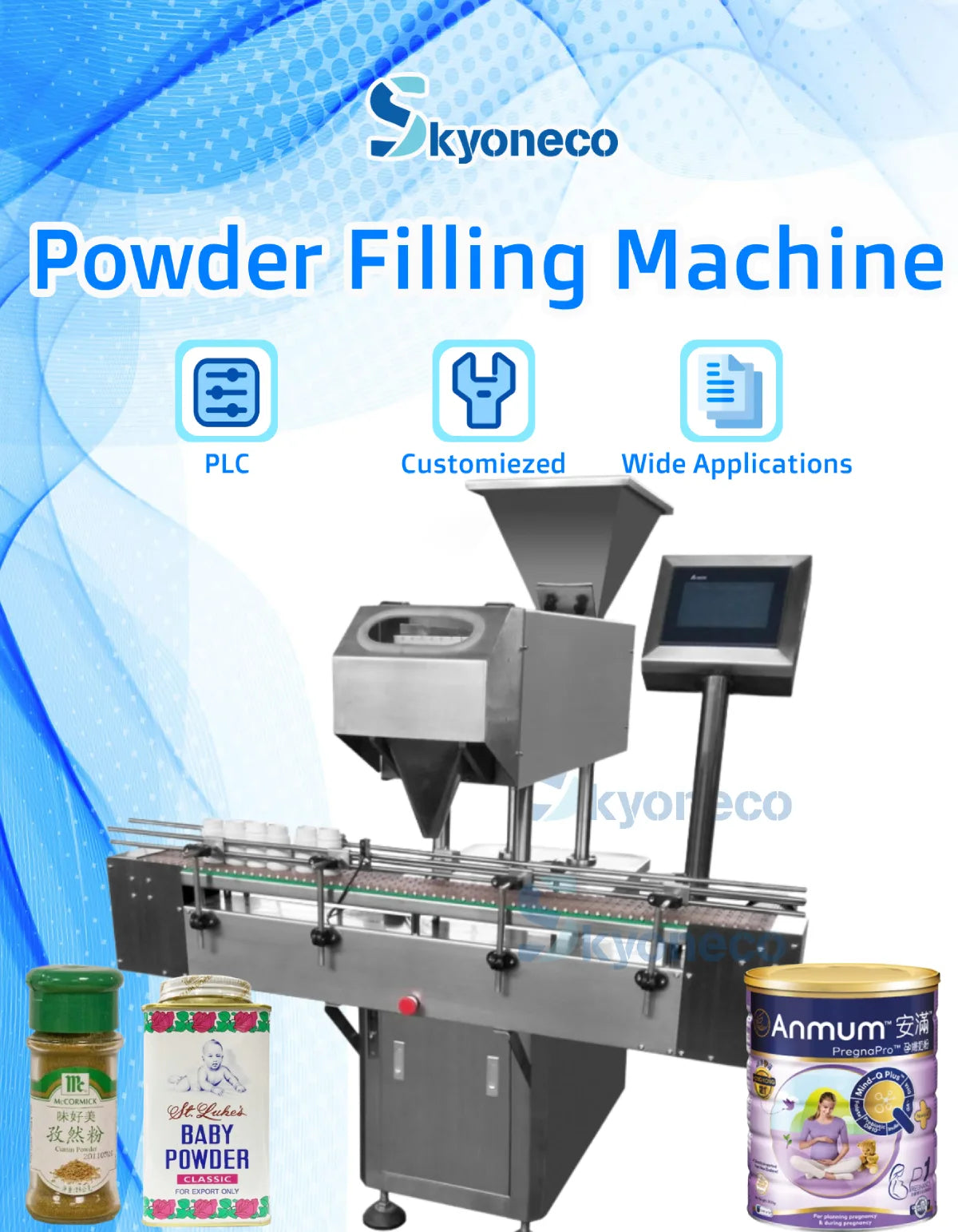 SKYONE Automatic Powder Filling Machine Seasoning Milk Powder,